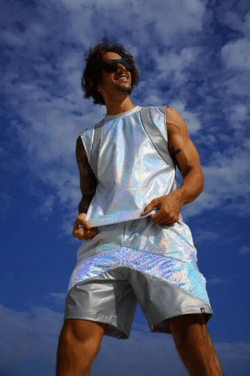 Holographic Sleeveless Top and Shorts Holographic Sleeveless Top and Shorts