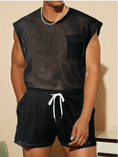 Mesh Tank Top and Cargo Shorts Mesh Tank Top and Cargo Shorts