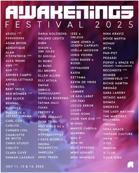 Awakenings Festival poster 2025