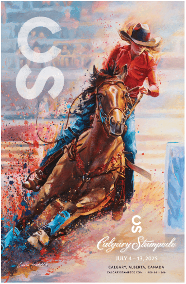 Calgary Stampede 2025 poster featuring a rodeo rider Calgary Stampede 2025 poster featuring a rodeo rider