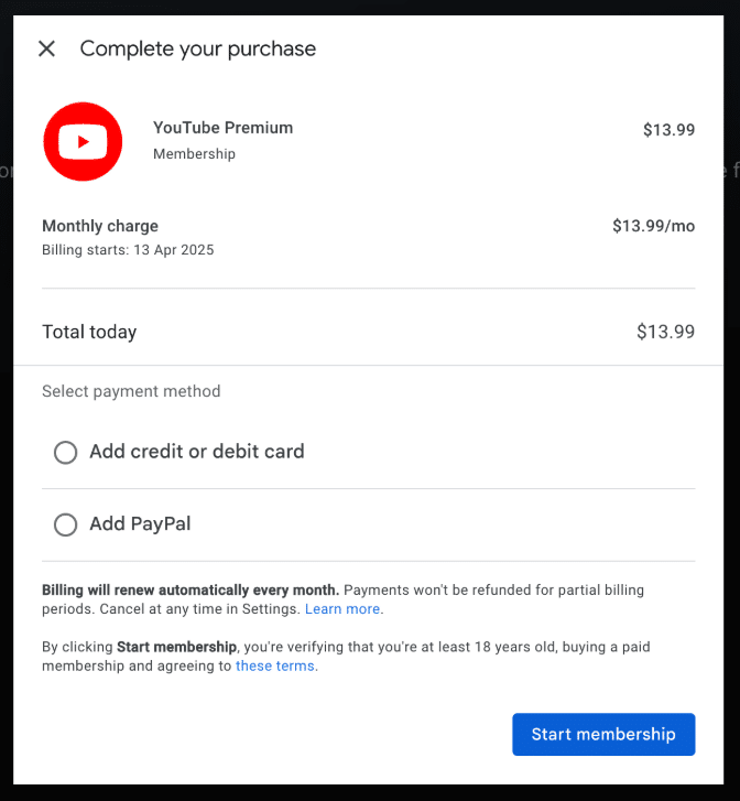 Payment Details