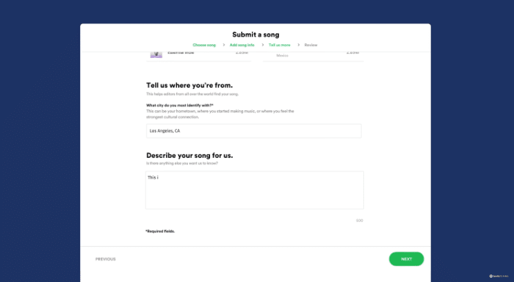 Spotify Submit for Review